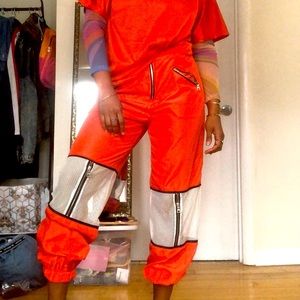 Unisex Tangerine zip front utility jogger